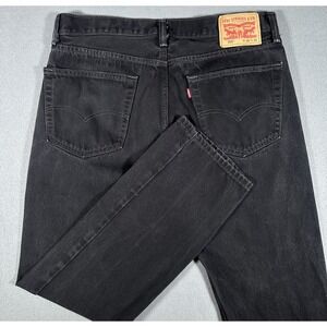 Levis 505 Jeans Mens 36x32 Black Faded Wash Regular Straight Leg Y2K Grunge